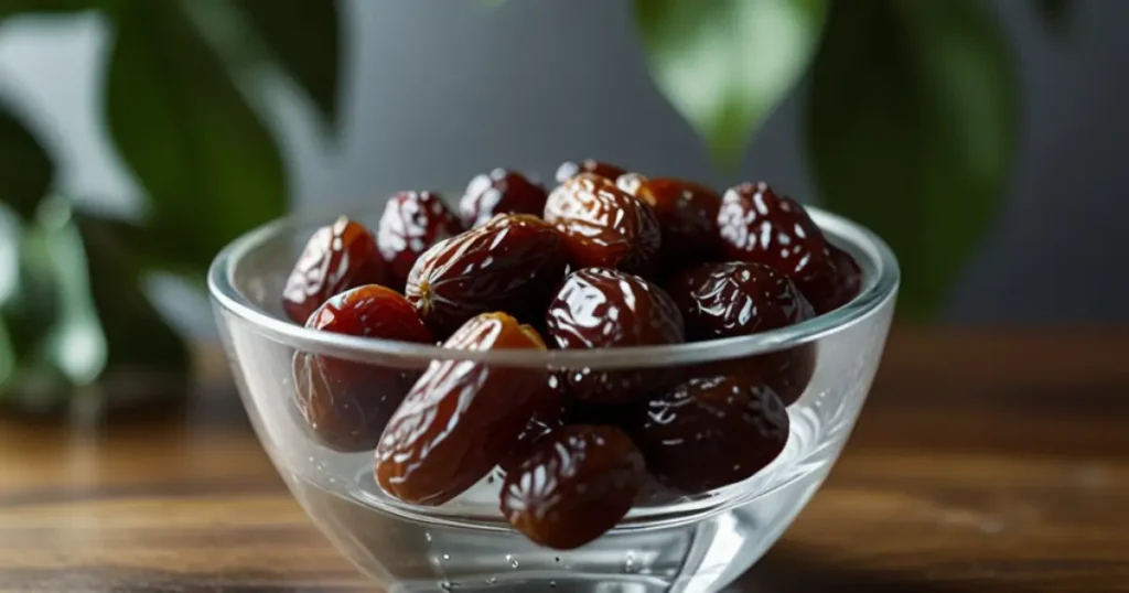 Close-up of a juicy date and fruit salad, showcasing fruit dating as a nutritious lifestyle choice.