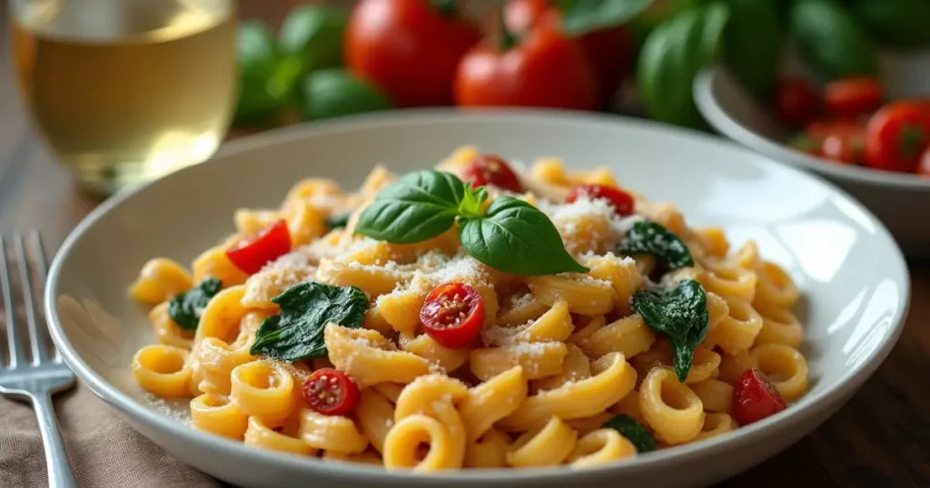 Tasty Marry Me chicken pasta recipe served with a rich creamy sauce and garnished with fresh basil, perfect for dinner