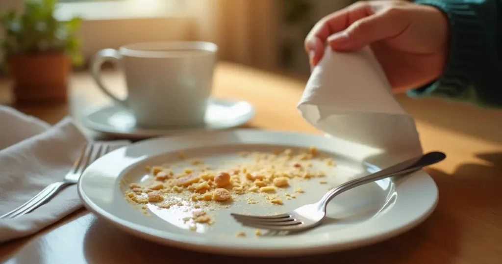 An empty plate with coffee, showing a satisfying breakfast recipes experience.